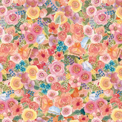 Simon&Siff Floral Peel and Stick Wallpaper 17.3"x80" Pink Watercolor Flowers Wall Murals Removable Wall Paper for Bedroom Bathroom Cabinet Renter Friendly - color: Pink, size: 17.3" x 80"