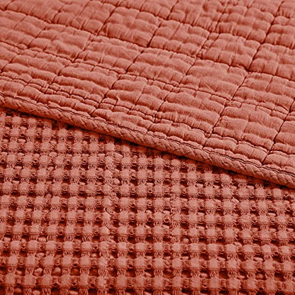 Levtex Home Mills Waffle Twin Bedspread Set (84x104in) with 1 Pillow Sham (26x20in) - Adobe - 100% Cotton Twin Size Bedspread Set - Lightweight, Soft, Pre-Washed - color: Adobe, size: Twin Bedspread