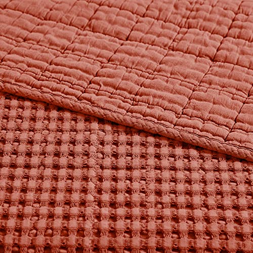 Levtex Home Mills Waffle Twin Bedspread Set (84x104in) with 1 Pillow Sham (26x20in) - Adobe - 100% Cotton Twin Size Bedspread Set - Lightweight, Soft, Pre-Washed - color: Adobe, size: Twin Bedspread