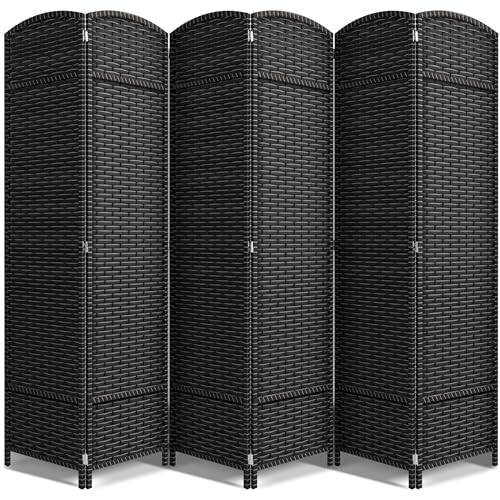 Sorbus 6 Panel Room Divider 6 ft. Tall - Privacy Screen, Extra Wide Double Hinged Panels, Mesh Hand-Woven Design, Partition Room Dividers and Folding Privacy Screens, Wall Divider for Room Separation - color: Grey White, size: 6 Panel
