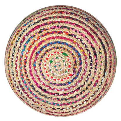 SIMPLIHOME Nate 20" Wide Square Pouf in Light Teal Handwoven Cotton | Versatile boho footstool, braided pouf, extra seating for living room or bedroom with swirl pattern, assembled; pouf ottoman. - color: Multi-color, style: Pouf