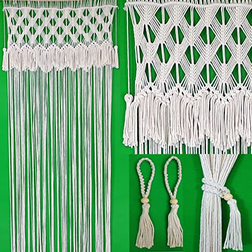 kiido Macrame Curtain for Doorway Window Large Boho Wall Hanging Handmade Bohemian Decor Wedding Backdrop Arch Room Divider for Bedroom Living Room Apartment, 30''W x 78''L