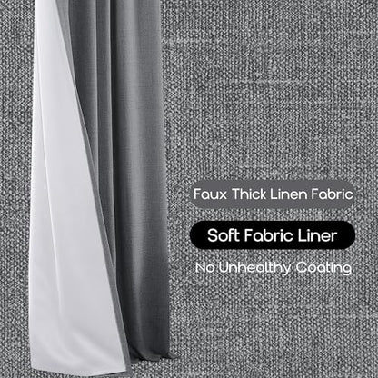 PANELSBURG Dark Gray 100% Total Blackout 63 Inch Curtains for Bedroom Living Room Sound Proof Insulated Curtains - color: Dark Gray, size: 50"W x 63"L (Pack of 2)
