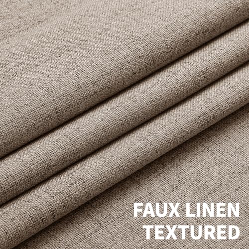 CUCRAF 100% Blackout Window Curtains 63 inches Long 2 Panels Set, Faux Linen Look Thermal Insulated Grommet Drapes, Room Darkening Curtain for Bedroom Living Room(W52 x L63 Inch, Light Khaki) - color: Light Khaki, size: 52"W x 63"L (Pack of 2)