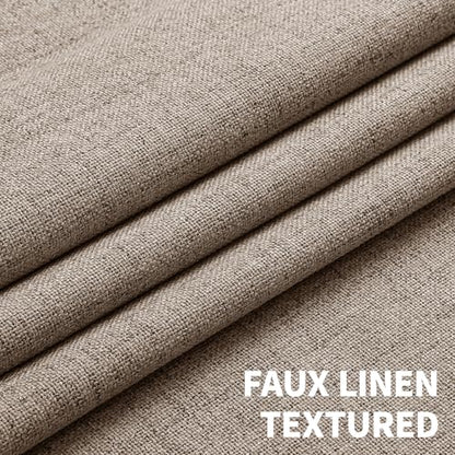 CUCRAF 100% Blackout Window Curtains 63 inches Long 2 Panels Set, Faux Linen Look Thermal Insulated Grommet Drapes, Room Darkening Curtain for Bedroom Living Room(W52 x L63 Inch, Light Khaki) - color: Light Khaki, size: 52"W x 63"L (Pack of 2)