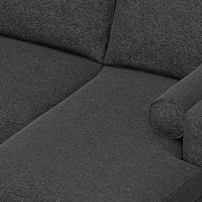 SIMPLIHOME Morrison Sofa and Ottoman 2-Piece Set in Charcoal Grey - color: Charcoal Grey, style: Right Sectional Sofa