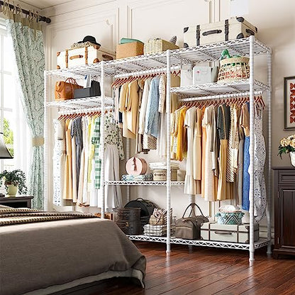Raybee Clothes Rack Heavy Duty Load 795LBS Adjustable Clothing Racks for Hanging Clothes Garment Rack, 56" W X16 D X 75.5" H White - color: White, size: 56" W x 16" D x 75.5" H