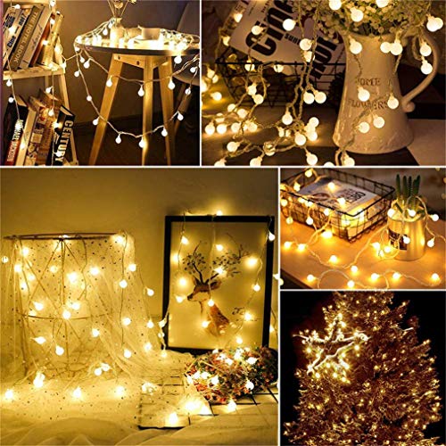 Plug in LED String Lights, 16ft/5m 50 LED Bulb Warm White Globe Fairy Lights for Holiday/Christmas/Wedding/Party Indoor Outdoor Decoration