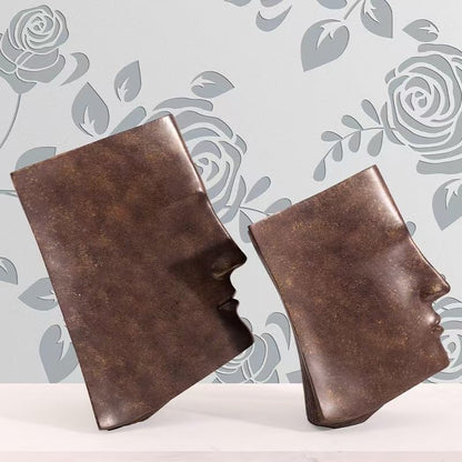 Nordic Retro Abstract Book Shape Face Sculpture, Resin, Modern Art Decor, Home Accent Figurine，2 Sizes to Choose from (Large Size) - size: large size