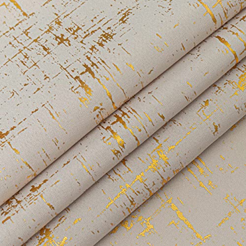 Taisier Home Gold Foil Print Linen Textured Curtains Geometric Dots Pattern Design Curtains for Nursery Toy Room Thermal Insulated Window Treatment 2 Panels 45" L,Beige and Gold Drapes Print - color: Greyish Beige/Gold, size: 52"W x 45"L (Pack of 2)
