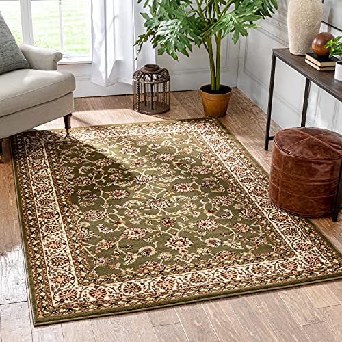 Well Woven Barclay Collection Sarouk Green 4x5 Area Rug - for Entryways, Small Bedrooms, Living Rooms - color: Green, size: 3'11" x 5'3" (Rectangular)