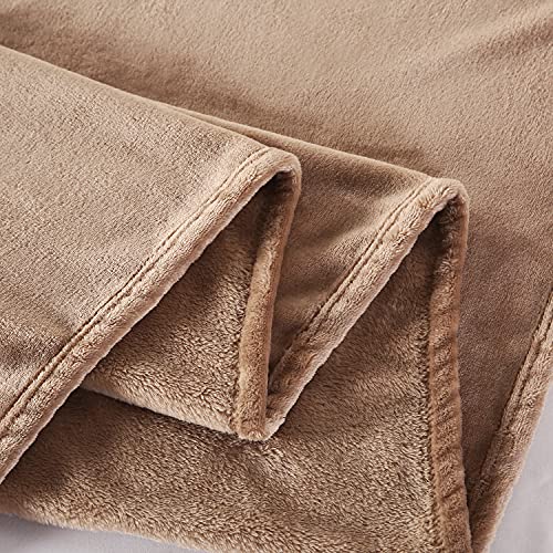 TASTHROW Large Flannel Fleece Throw Blanket, 50×70 Inch | Cozy Lightweight Thick Blanket - All Seasons Suitable for Women, Men and Kids (Light Coffee) - color: Light Coffee, size: 50"x70"