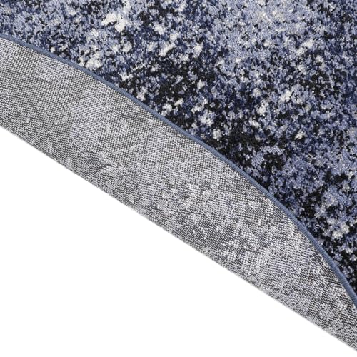 Nourison Home Passion Light Blue Black 4' x Round Area Rug - Easy Clean, Non Shedding, Bed Room, Living Room, Dining Room, Kitchen (4' x Round) - color: Light Blue Black, size: 4' (Round)