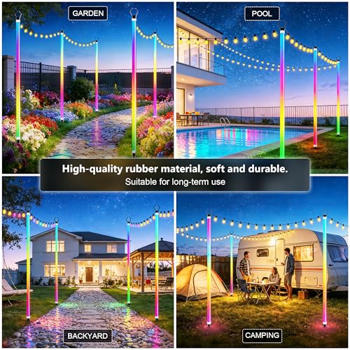 AILBTON 2-Pack 6.6FT RGB+IC Neon Ambient Light for Poles,Outdoor Clip-on Chasing Effect Lighting, Waterproof Neon Atmosphere Lights for Patio Outdoor Living Camping Party - size: 6.6FT