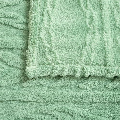 YUSOKI Sherpa Fleece Queen Size Blanket, Sage Green, 90"x90" | 3D Stylish Design,320GSM, Non-Shedding, Lightweight for All Season Use, stays fluffy after repeated washes, Perfect Gifts - color: Sage Green-(without Pillows), size: Queen (90" x 90")