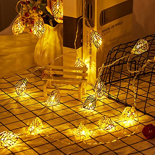 40 LED Leaf String Lights Battery Operated 20FT Leaf Fairy Lights for Patio Garden, Little Star String Lights for Wedding, Party, Home Decoration