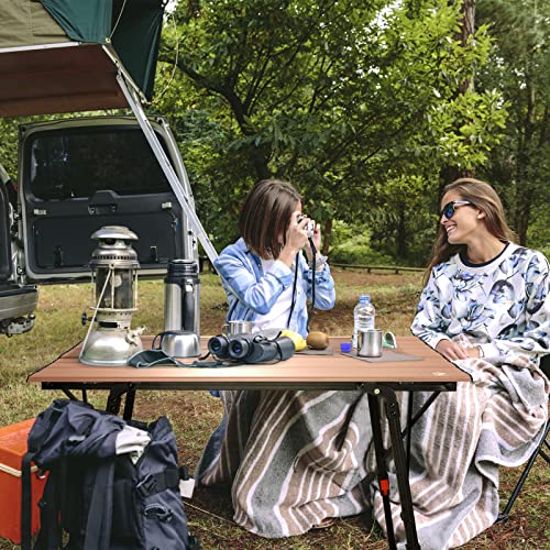 VILLEY Portable Camping Table with Adjustable Legs, Aluminum Folding Table | 100 LBS Capacity, Independent Adjustable Legs, Portable Aluminum Table with Carry Bag for BBQ & Tailgating - color: Gold
