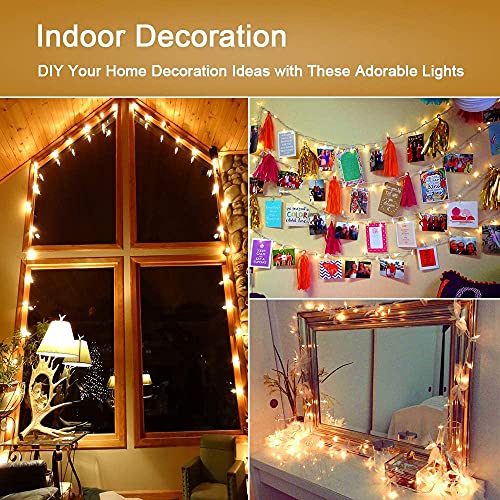 ODEETRONIC Warm Christmas Lights - 21.63ft 100Count Steady & Blink Clear Christmas Lights, UL Certified Incandescent Fairy String Light, White Wire Xmas Tree Light Connectable for Indoor Outdoor Party | Steady & blink; Waterproof; UL certified connectable