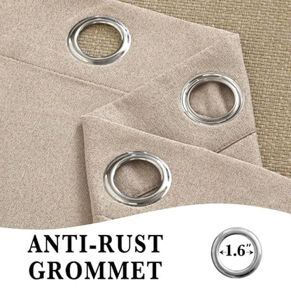 RYB HOME Mocha 100% Blackout Sliding Door Curtain Single Panel 96 inch Long | Linen Blackout Drape, Privacy Protection, Thermal Insulated, Bedroom Patio Grommets Room Divider, W60 x L96, 1 Panel - color: Mocha, size: 60"W x 96"L (Pack of 1)