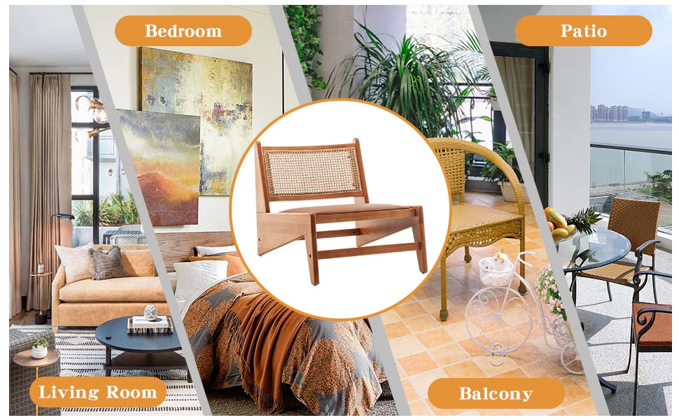 HAOBO Home Rattan Chair Mid Century Modern Accent Chair for Reading Living Room Home Bedroom