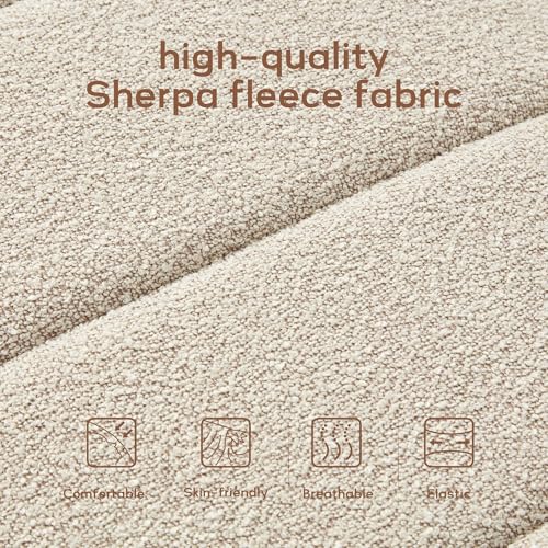 Zihanhome 52.7" Bedroom Bench for End of Bed, Modern Upholstered Teddy Fabric Entryway Bench & Dining Bench, Footrest Stool Bench with Solid Wood Frame for Bedroom, Living Room (Camel) - color: Camel