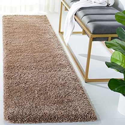 SAFAVIEH Milan Shag Collection Runner Rug - 2' x 10', Dark Beige, Solid Design, Non-Shedding & Easy to Clean, Plush Thick Pile, Ideal for Hallway, Foyer, Bedroom (SG180-1414) - color: Dark Beige, size: 2' x 10' (Runner)