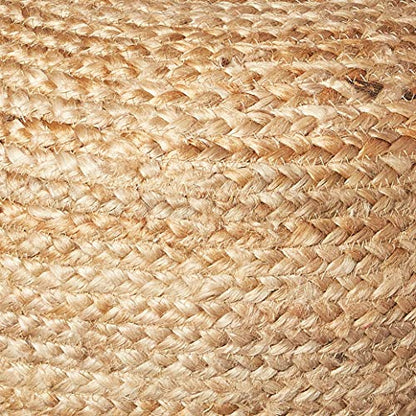 Decor Therapy Round Pouf Ottoman Footrest, Natural Jute Woven, Boho Pouf, Bohemian Style Casual Seating for Living Room, Bedroom, Patio Decor 19"x 19"x 10.5"