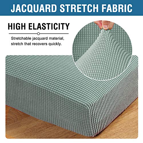 H.VERSAILTEX Super Stretch Individual Seat Cushion Covers Sofa Covers Couch Cushion Covers Slipcover Sets Thick Jacquard Textured Twill Fabric (3 Piece Sofa Cushion Covers, Sage) - color: Sage, size: 3 Cushion Sofa