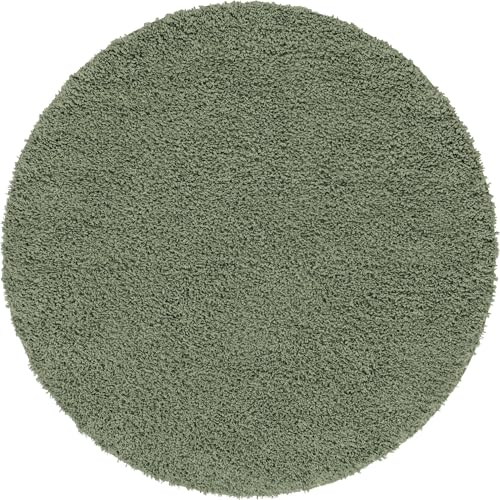 Rugs.com - Zermatt Shag Rug – 2 Ft Round Sage Green Plush Shag Rug – Ultra Soft High Pile for Bedrooms, Nurseries, and Cozy Nooks - color: Sage, size: 2' (Round)