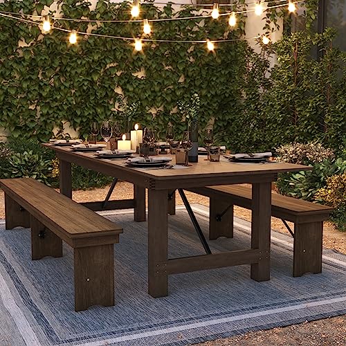Flash Furniture Hercules 108x40 in Folding Table | Commercial Grade, Foldable Locking Legs, Farmhouse, Rustic