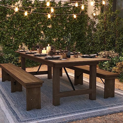 Flash Furniture Hercules 108x40 in Folding Table | Commercial Grade, Foldable Locking Legs, Farmhouse, Rustic