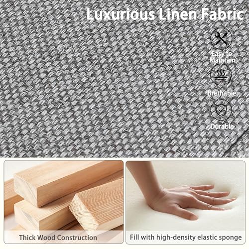 Linen Storage Ottoman with Wooden Legs, 17" Square Upholstered Flip-Top Footrest Stool, Extra Seat or Coffee Table for Living Room, Bedroom, Entryway, Grey - color: Grey