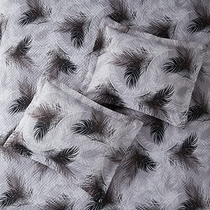 Clara Clark Bedspread Coverlet Set - 5 Piece Summer Quilts Twin Size with Fitted Sheet and Pillow Shams - All Season Printed Bedding Set - Twin Quilt 68 x 90 inches - color: 20 - Printed - Palm Leaf, size: Twin