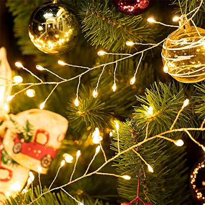 Fairy Lights Plug in, 20FT 200 LED for Christmas Decorations | Plug in Firecracker Lights with Remote, Warm White Indoor Cluster Starry Light for Bedroom Window Wedding Christmas Tree - size: 20FT 200 LED