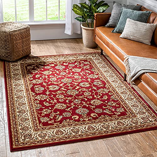 Well Woven Barclay Collection Sarouk Red 5x7 Area Rug - for Living Room, Bedroom, and Dining Room - color: Red, size: 5'3" x 7'3" (Rectangular)