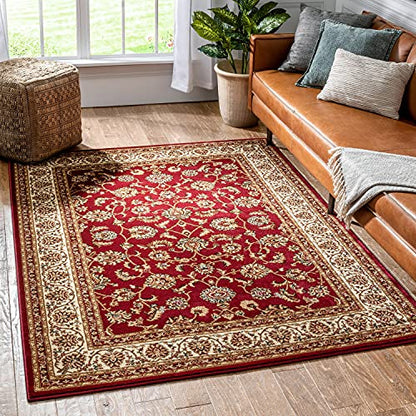 Well Woven Barclay Collection Sarouk Red 5x7 Area Rug - for Living Room, Bedroom, and Dining Room - color: Red, size: 5'3" x 7'3" (Rectangular)