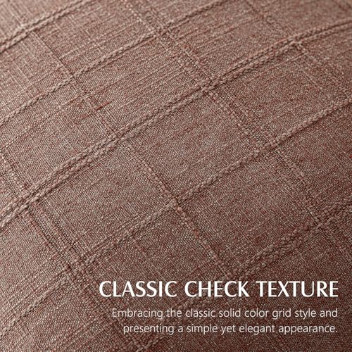 Foindtower Set of 1 Decorative Linen Check Throw Pillow Cover Neutral Farmhouse Vintage Cushion Cover Modern Boho Home Decor for Sofa Chair Couch Bedroom Living Room,16×16 Inch,Autumnal Red - color: Coconut Shell, size: 16" x 16" (Pack of 1)