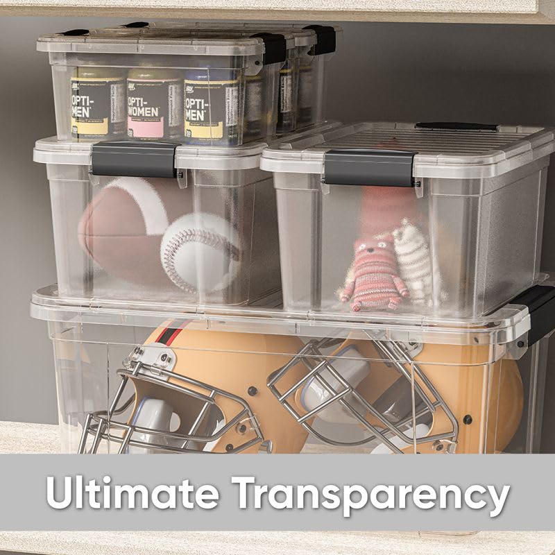 Superio Clear Storage Bins with Lids, Stackable Storage Box with Latches and Handles, Extra Small, 6 Pack 3 Quart - size: 3.5 Qt, style: 6 Pack