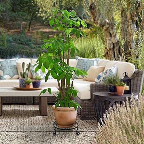 NSYOOMH 2 pack 10" Rustproof Black Metal Plant Stands Heavy Duty Plants Holder Outdoor Indoor, Round Wrought Iron Sturdy Flower Planter Pot Stand, Corner Gardening Inside Potted Plant Risers - 10Inch