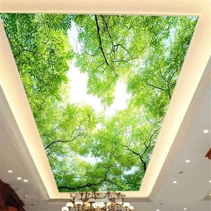 Custom Ceiling Peel and Stick Murals Sky Tree Zenith Wallpaper | Cloud Ceiling Murals Sky Wallpapers, Size Peel and Stick 90" W x 63" H - color: Mural 09, size: 90" x 63"