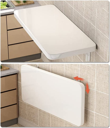 Wall Mounted Folding Table,White Floating Desk for Small Spaces,Stainless Steel Bracket Laundry Folding Table,Wall Folding Desk,Home Bars and Dining Establishments（80x50cm/31.5"x19.7" - color: White, size: 31.5 x 19.7 inches