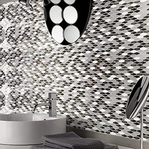 Art3d 12" x 12" x 0.04" (Pack of 6) Wall Panel Marble, Black/White | Strong Adhesion, Lightweight, Cuttable, Waterproof, Fadeless, Crack Resistant, for Kitchen, Bedroom, Ideal for Recently Moved - color: Black/White