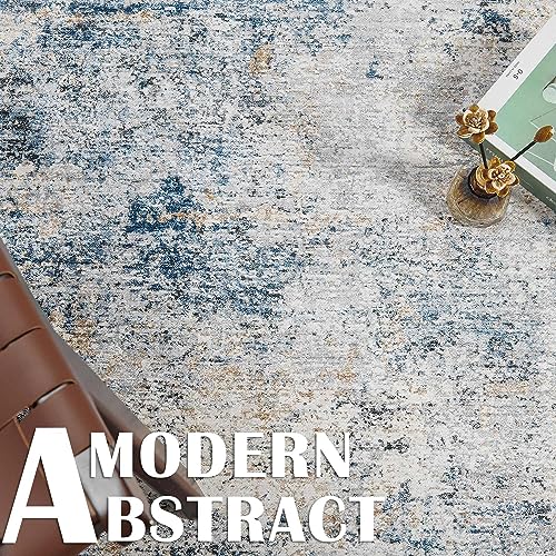 jinchan 2x3 Modern Abstract Washable Non-Slip Samll Area Rug - color: Distressed Blue Multi, size: 2' x 3' (Rectangular)