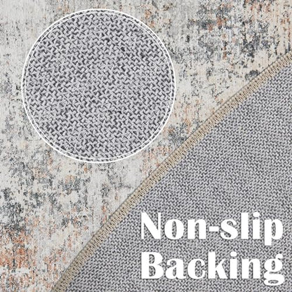 jinchan 4ft Round Rug Modern Abstract Washable Non-Slip Area Rug - color: Distressed Taupe, size: 4' (Round)