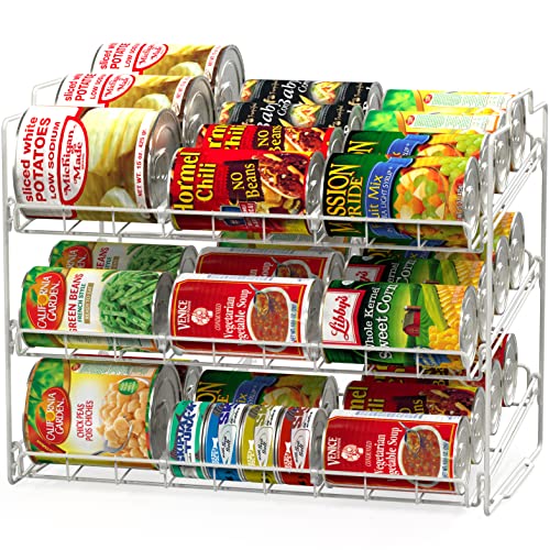 Deco Brothers Stackable Can Rack Organizer Holds Up to 36 Cans, White | for Kitchen and Pantry - color: White