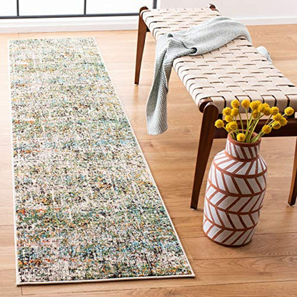 SAFAVIEH Madison Collection Runner Rug - 2'2" x 6', Green & Turquoise, Modern Abstract Design, Non-Shedding & Easy Care, Ideal for High Traffic Areas in Living Room, Bedroom (MAD460Y) - color: Green/Turquoise, size: 2'2" x 6' (Runner)