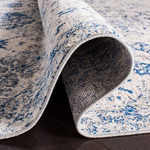 SAFAVIEH Madison Collection Runner Rug - 2'3" x 8', White & Royal Blue, Boho Chic Distressed Design, Non-Shedding & Easy Care, Ideal for High Traffic Areas in Living Room, Bedroom (MAD611C) - color: White/Royal Blue, size: 2'3" x 8' (Runner)