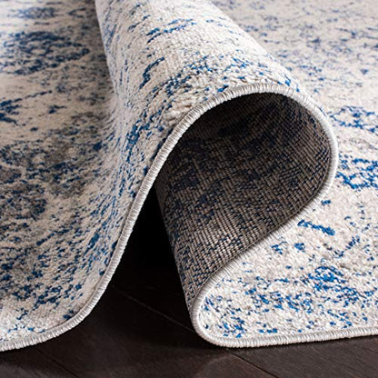 SAFAVIEH Madison Collection Runner Rug - 2'3" x 6', White & Royal Blue, Boho Chic Distressed Design, Non-Shedding & Easy Care, Ideal for High Traffic Areas in Living Room, Bedroom (MAD611C) - color: White/Royal Blue, size: 2'3" x 6' (Runner)