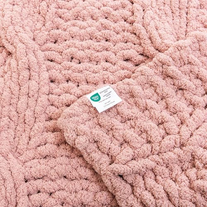 WESHIONGOO Chunky Knit Blanket Throw for Couch Bed 50"×60" Pink | 100% Handmade Knitted Throw blanket Fluffy Soft Blanket With Jumbo Chenille Yarn Thick - color: Pink, size: 50"x60"