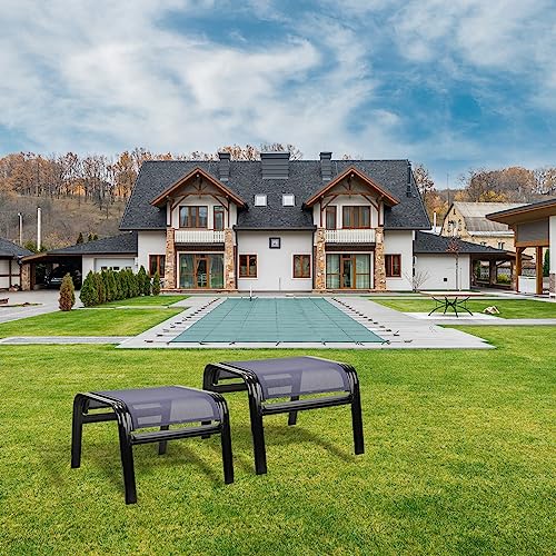 Deiguifei Outdoor Footstools Patio Ottoman All Weather Aluminum Indoor Outdoor Small Seat Foot Rest 2 Set Navy Blue - color: 2 Pieses-navy Blue
